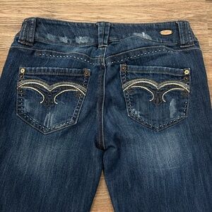 Candies Y2K Low Rise Jeans Women’s 29 Embroidered Accents Distressed Grunge Boot